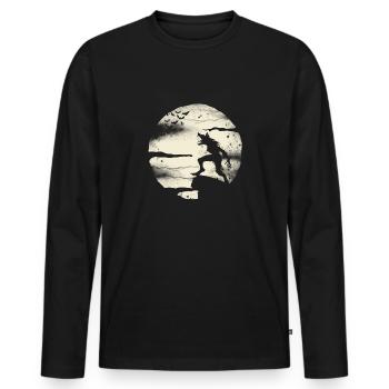 Werewolf With The Full Moon - Men's Premium Organic Long Sleeve Shirt - black - Front - Nico (187cm)