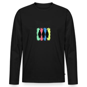 Pinguin Seevogel Südpol - Männer Premium Bio Langarmshirt - Schwarz - Vorne - Nico (187cm)