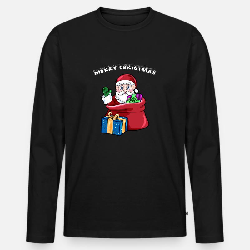 merry xmas - Männer Premium Bio Langarmshirt - Schwarz