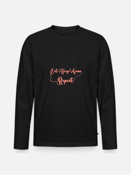Eat Sleep Game Repeat - Men's Premium Organic Long Sleeve Shirt - black