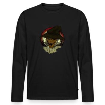 Gruselige Vogelscheuche Strohmann Scarecrow Feld - Männer Premium Bio Langarmshirt - Schwarz - Vorne - Nico (187cm)