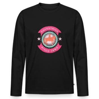 Horse riding - Men's Premium Organic Long Sleeve Shirt - black - Front - Nico (187cm)