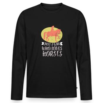 Horse riding - Men's Premium Organic Long Sleeve Shirt - black - Front - Nico (187cm)