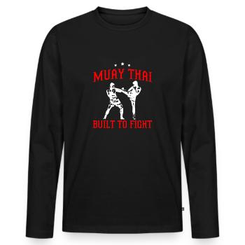Boxeur thaïlandais de boxe Muay Thai - T-shirt manches longues Premium bio Homme - noir - Devant - Nico (187cm)