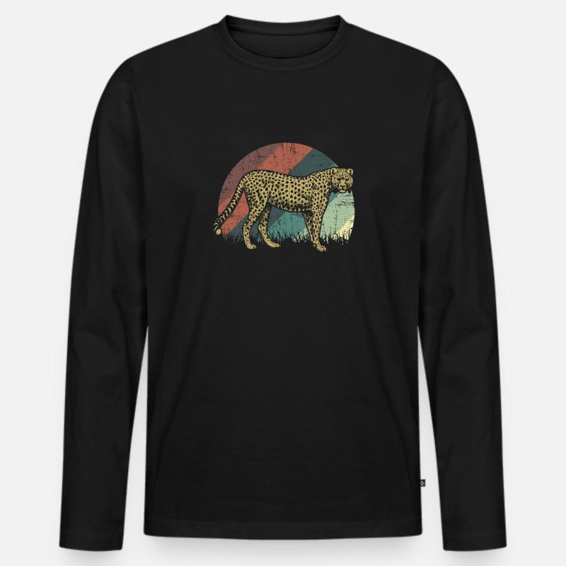 Gepard auf Retrokunst Tiergeschenk - Männer Premium Bio Langarmshirt - Schwarz