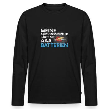 Insulin diabetes sugar sick syringe batteries - Men's Premium Organic Long Sleeve Shirt - black - Front - Nico (187cm)