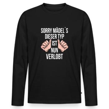 Engaged Engagement Gift Engagement Geek Gift - Men's Premium Organic Long Sleeve Shirt - black - Front - Nico (187cm)