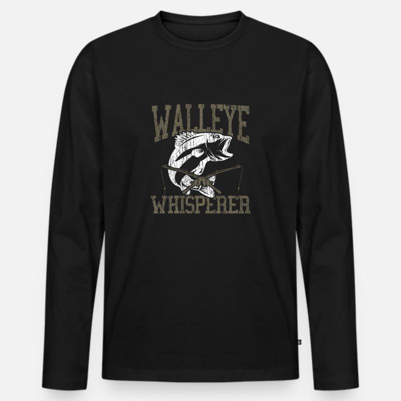 Angeln - Männer Premium Bio Langarmshirt - Schwarz