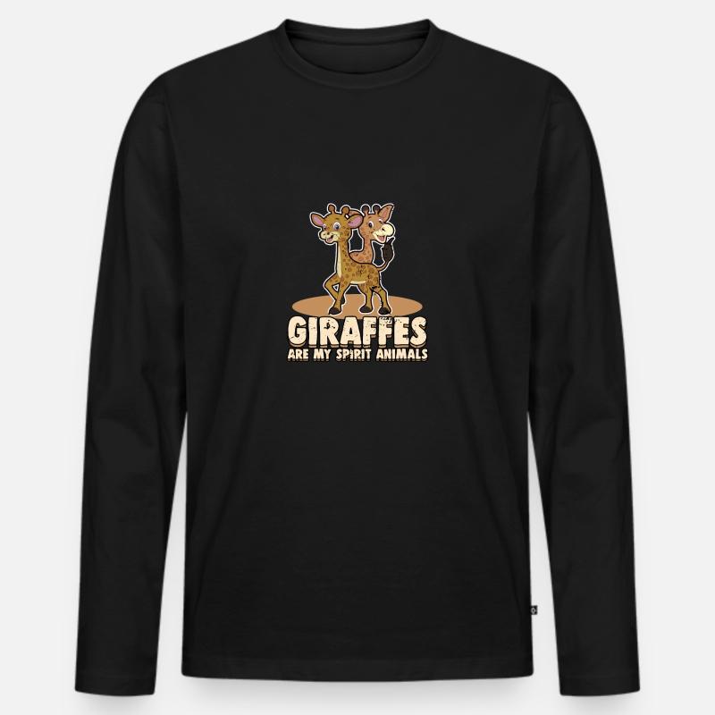 Giraffen - Männer Premium Bio Langarmshirt - Schwarz