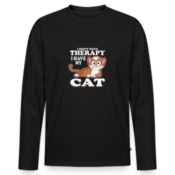 Therapy cat kitten hangover meow gift idea - Men's Premium Organic Long Sleeve Shirt - black - Front - Nico (187cm)