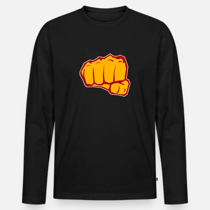 Faust V2 rot gelb - Männer Premium Bio Langarmshirt - Schwarz