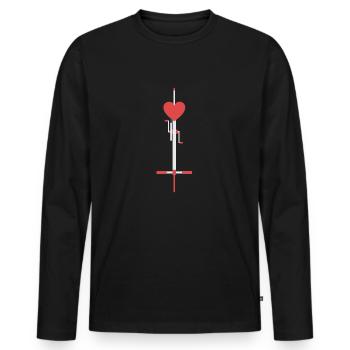 Selle d'Amour - T-shirt manches longues Premium bio Homme - noir - Devant - Nico (187cm)