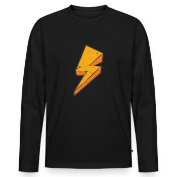 Blitz - Männer Premium Bio Langarmshirt - Schwarz - Vorne - Nico (187cm)