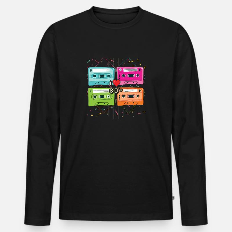 Ich liebe 80er - Männer Premium Bio Langarmshirt - Schwarz