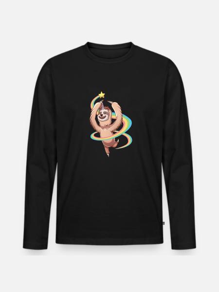 Dancing slothorn sloth - Men's Premium Organic Long Sleeve Shirt - black