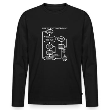 How To Write Good Code Programmer Shirt Geschenk - Männer Premium Bio Langarmshirt - Schwarz - Vorne - Nico (187cm)