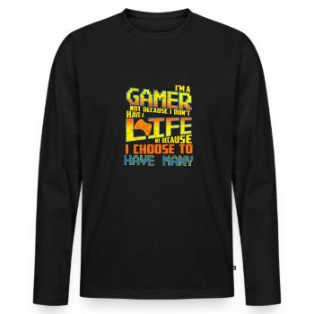Je suis un joueur - T-shirt manches longues Premium bio Homme - noir - Devant - Nico (187cm)