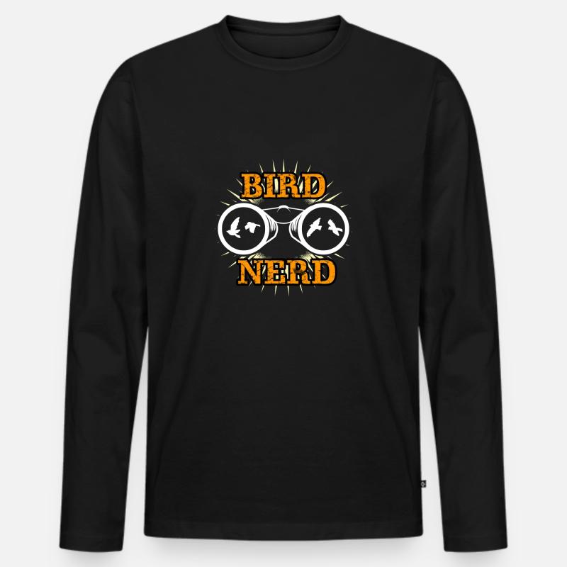 Vogel-Nerd - Männer Premium Bio Langarmshirt - Schwarz