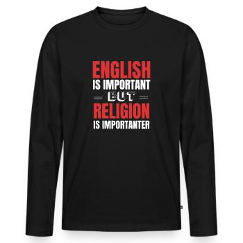 Religion Teacher Teacher Gift Idea - Men's Premium Organic Long Sleeve Shirt - black - Front - Nico (187cm)
