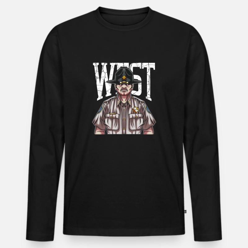 Sheriff - Männer Premium Bio Langarmshirt - Schwarz