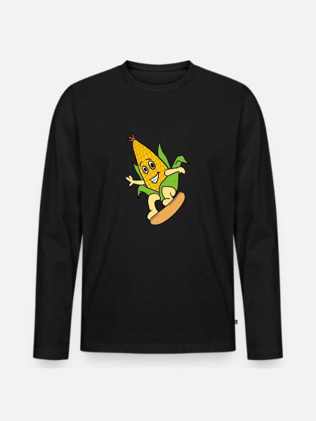 Sportlicher Mais - Männer Premium Bio Langarmshirt - Schwarz