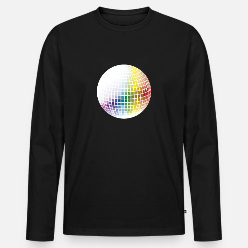 Regenbogen-Disco-Kugel - Männer Premium Bio Langarmshirt - Schwarz
