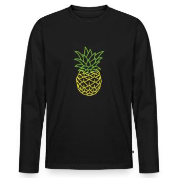 Ananas - Néon Hawaiian Ananas Retro Style des années 80 - T-shirt manches longues Premium bio Homme - noir - Devant - Nico (187cm)