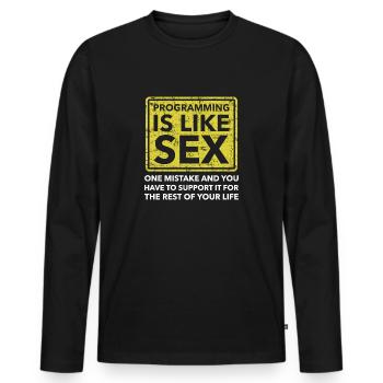 Programmierer - Männer Premium Bio Langarmshirt - Schwarz - Vorne - Nico (187cm)