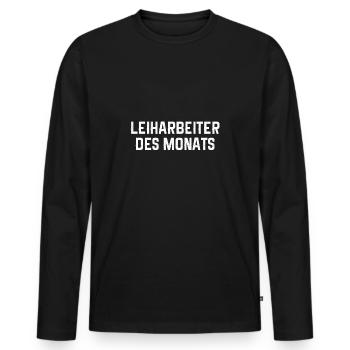 Leiharbeiter des Monats - Männer Premium Bio Langarmshirt - Schwarz - Vorne - Nico (187cm)