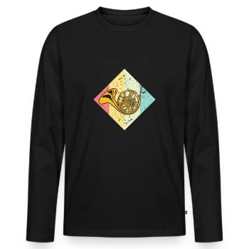 horn - Men's Premium Organic Long Sleeve Shirt - black - Front - Nico (187cm)