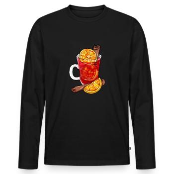 Vin chaud - T-shirt manches longues Premium bio Homme - noir - Devant - Nico (187cm)