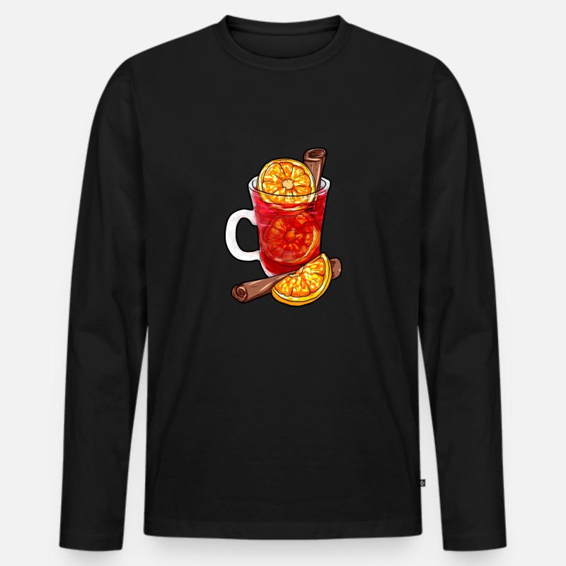 Glühwein - Männer Premium Bio Langarmshirt - Schwarz
