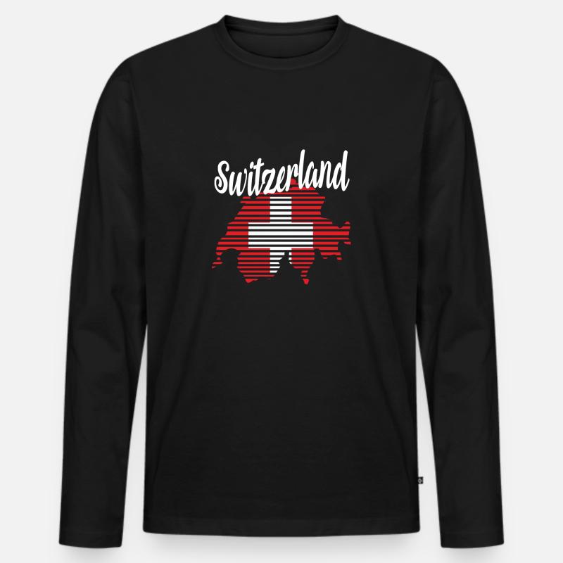 Switzerland - Männer Premium Bio Langarmshirt - Schwarz