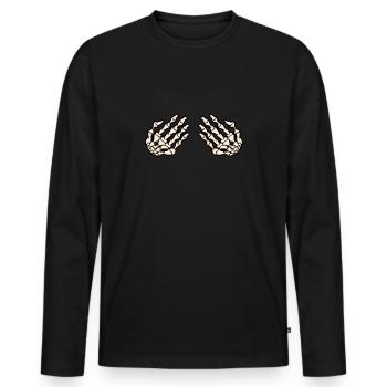 Squelette mains os seins seins halloween - T-shirt manches longues Premium bio Homme - noir - Devant - Nico (187cm)