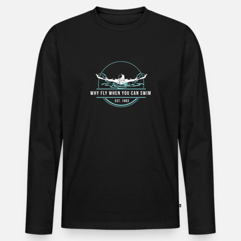 Schwimmen - Männer Premium Bio Langarmshirt - Schwarz
