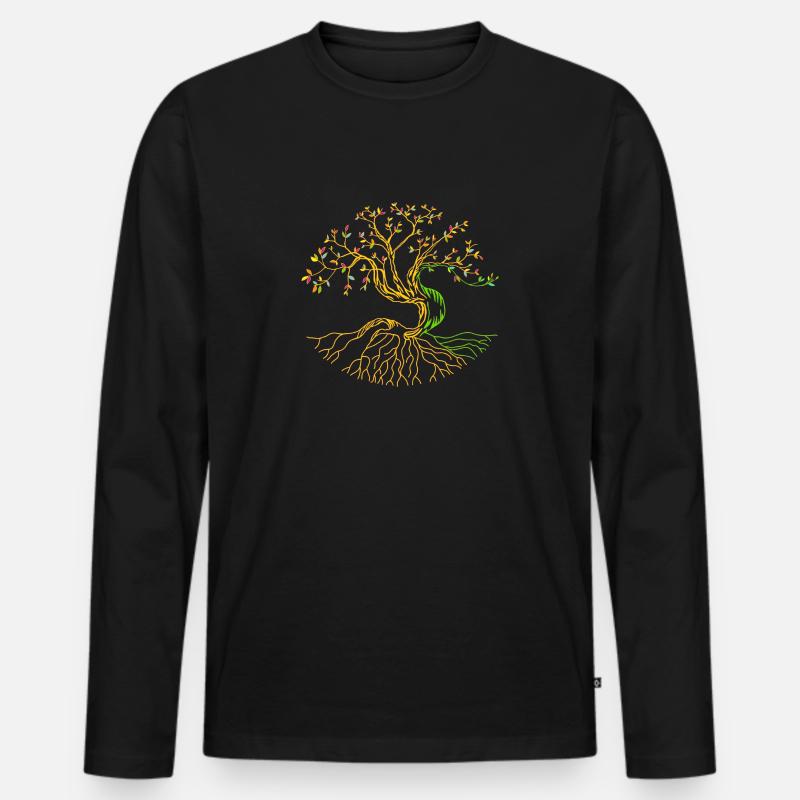 Lebensbaum Baum des Lebens - Männer Premium Bio Langarmshirt - Schwarz