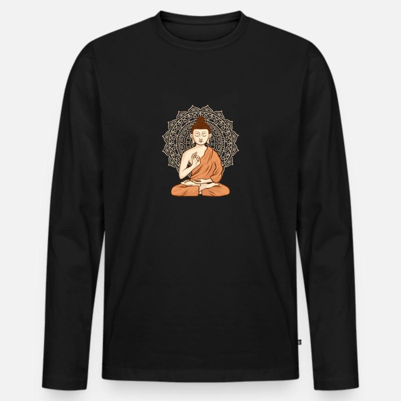 Buddhism - Männer Premium Bio Langarmshirt - Schwarz
