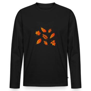 Herbst - Männer Premium Bio Langarmshirt - Schwarz - Vorne - Nico (187cm)