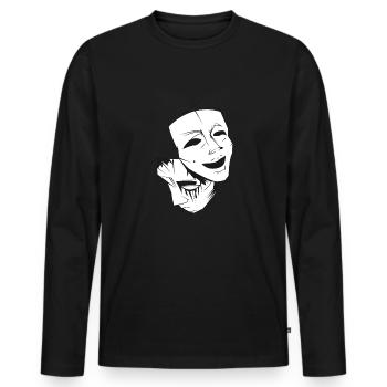 Masque de théâtre joyeux triste - T-shirt manches longues Premium bio Homme - noir - Devant - Nico (187cm)