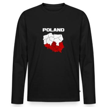 Pologne - T-shirt manches longues Premium bio Homme - noir - Devant - Nico (187cm)