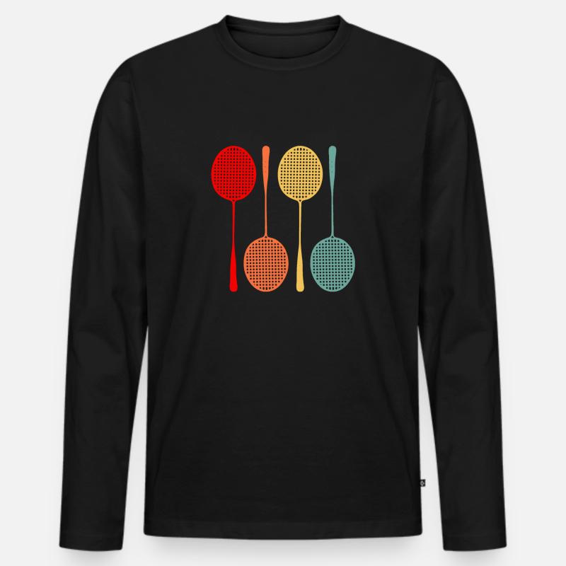 Badminton - Männer Premium Bio Langarmshirt - Schwarz