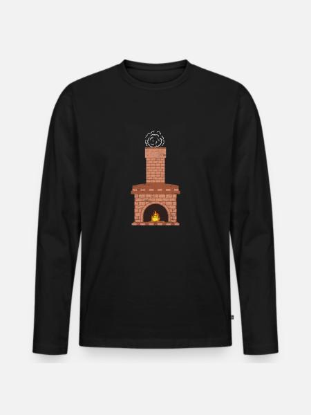 Cheminée cheminée noël cadeau laid - T-shirt manches longues Premium bio Homme - noir