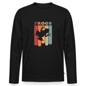 Frosch Kröte Geschenk Geschenkidee - Männer Premium Bio Langarmshirt - Schwarz - Vorne - Nico (187cm)