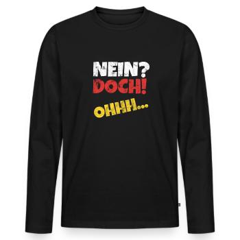 Nein Doch Ohhh Vintage Retro Oh - Männer Premium Bio Langarmshirt - Schwarz - Vorne - Nico (187cm)