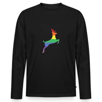 Rainbow Deer Gift Coloré Pride CSD - T-shirt manches longues Premium bio Homme - noir - Devant - Nico (187cm)