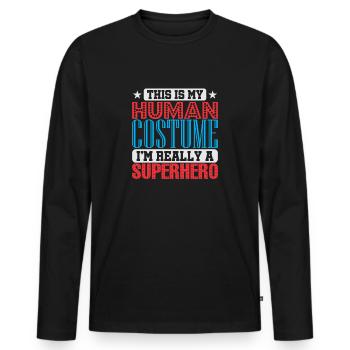 superhero - Men's Premium Organic Long Sleeve Shirt - black - Front - Nico (187cm)