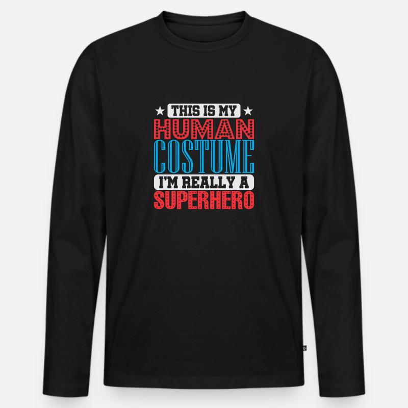 Superheld - Männer Premium Bio Langarmshirt - Schwarz