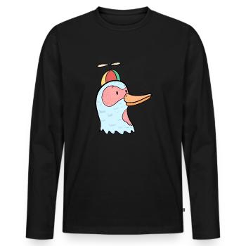 Ente Entchen Propeller Schulkind Geschenkidee - Männer Premium Bio Langarmshirt - Schwarz - Vorne - Nico (187cm)