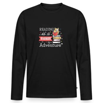Reading is a Ticket to Adventure - Men's Premium Organic Long Sleeve Shirt - black - Front - Nico (187cm)