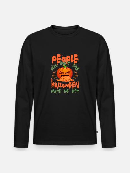 Halloween Sick Pumpkin - T-shirt manches longues Premium bio Homme - noir